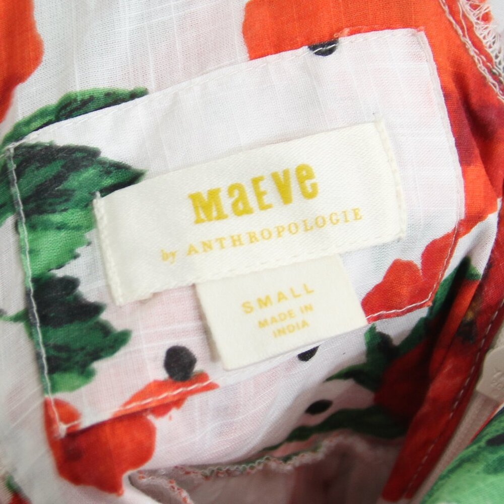 Anthropologie Maeve Square-Neck Smocked Babydoll Mini Dress Floral Cotton Small - Picture 14 of 14